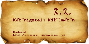 Königstein Kálmán névjegykártya